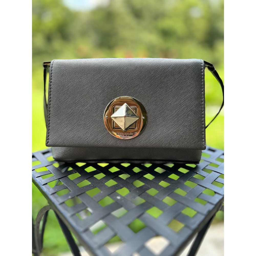 Kate Spade Newbury Lane Sally Crossbody Bag Small Pewter Grey Saffiano Leather